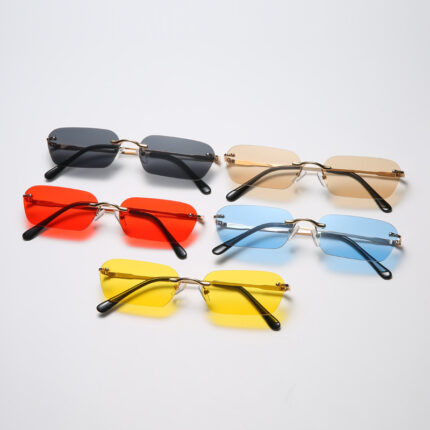 Lunettes de personnalité carrées et sans monture à la mode pour hommes et femmes