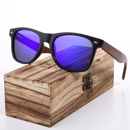 Lunettes de soleil en bois polarisées à la mode pour hommes