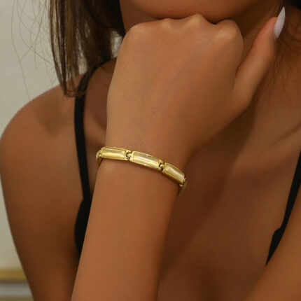 Bracelet opale géométrique en or rose pour femmes