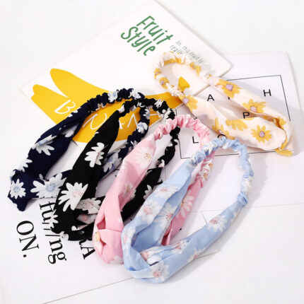 Bandeau élastique en croix pour fleurs de forêt pour femmes