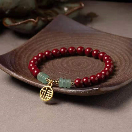 Bracelet en cinabre doré personnalisé à la mode pour femmes