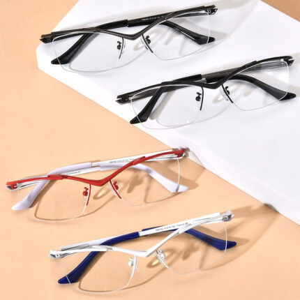 Lunettes de myopie à monture carrée en demi-cercle et à la mode pour femmes